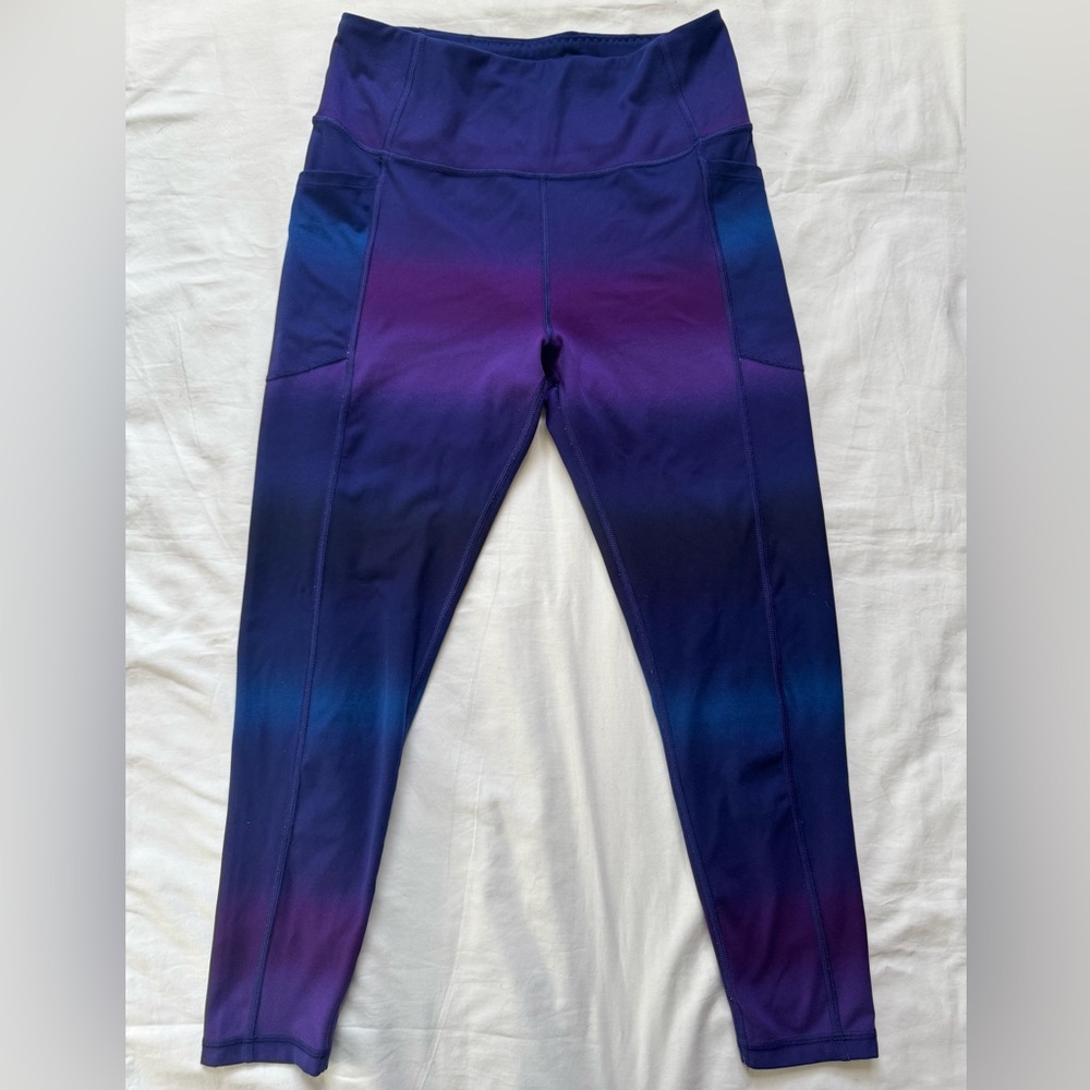 Victoria’s Secret On Point Flow Leggings Purple Blue Ombré Size 10